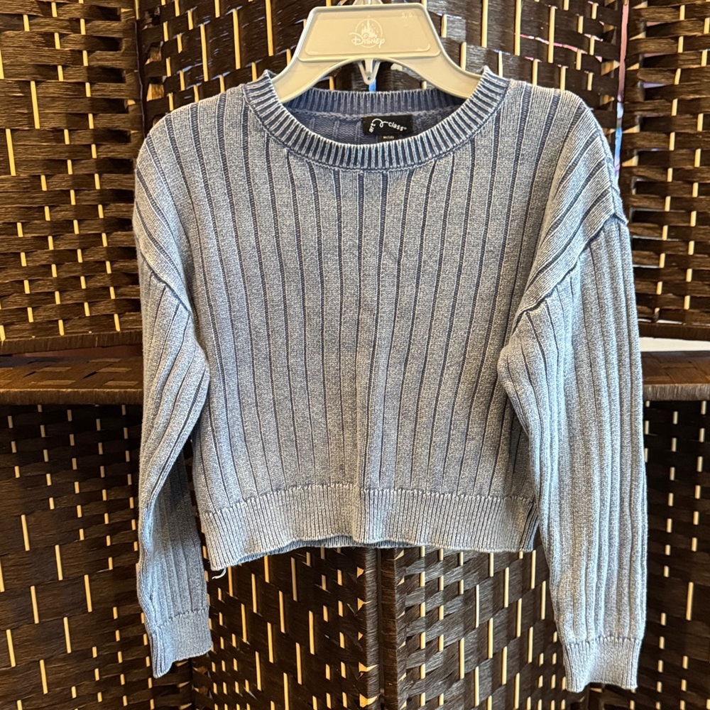 Art Class Blue Ribbed Crew Neck Sweater Size M
